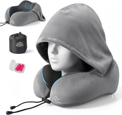 ® Travel Neck Pillow with Hood for Privacy on Long Flights