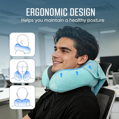 ® Travel Neck Pillow with Hood for Privacy on Long Flights