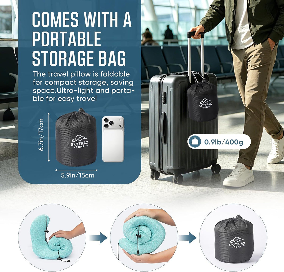 ® Travel Neck Pillow with Hood for Privacy on Long Flights