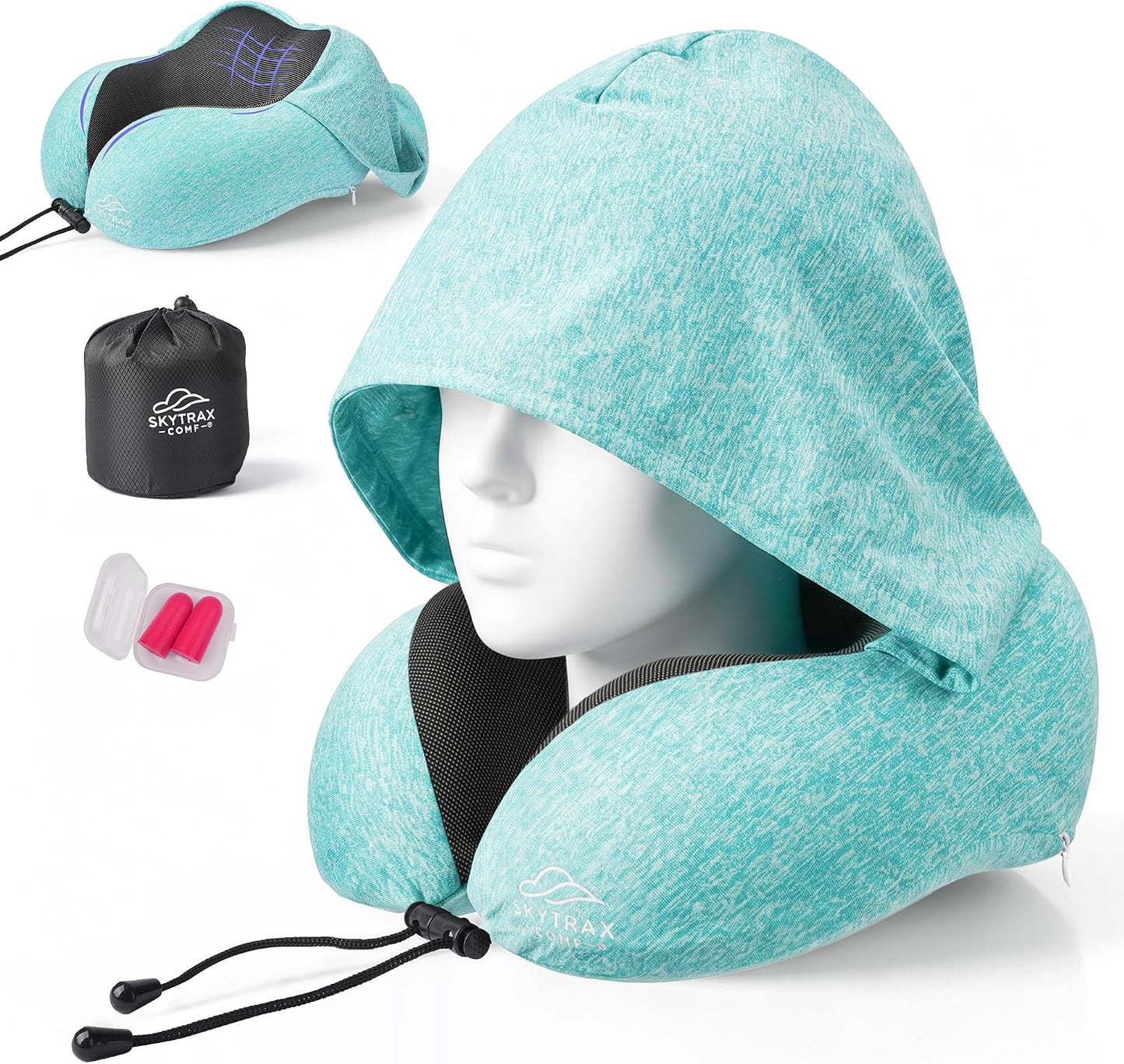 ® Travel Neck Pillow with Hood for Privacy on Long Flights