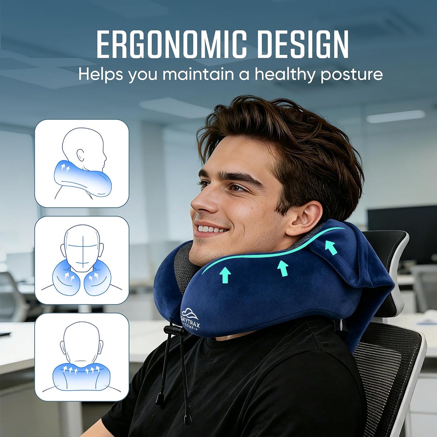 ® Travel Neck Pillow with Hood for Privacy on Long Flights