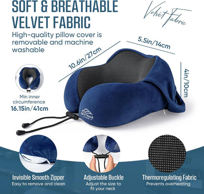 ® Travel Neck Pillow with Hood for Privacy on Long Flights