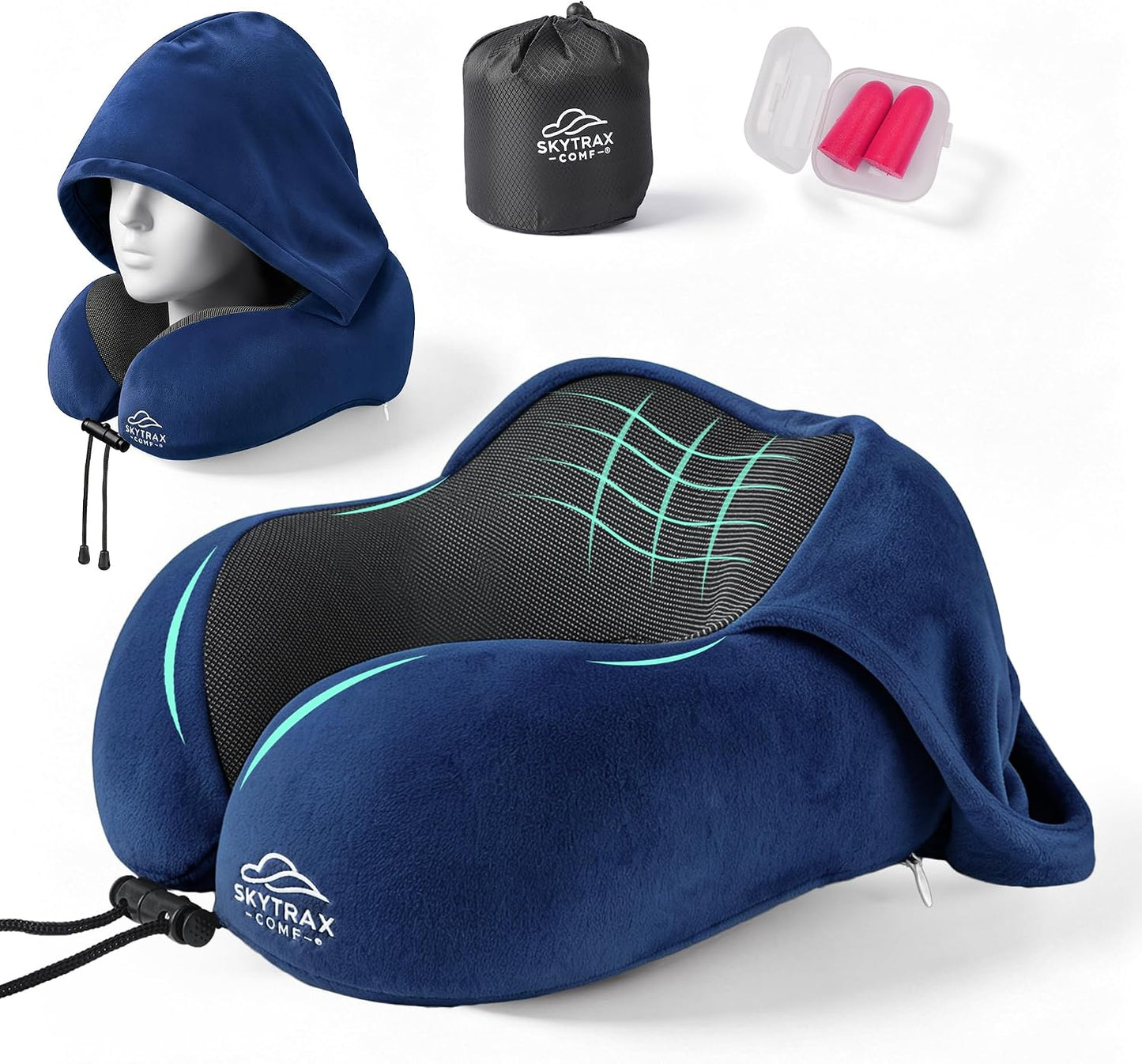 ® Travel Neck Pillow with Hood for Privacy on Long Flights