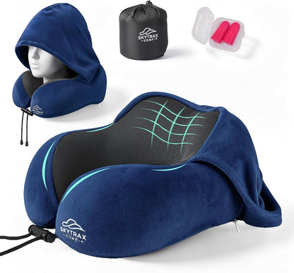 ® Travel Neck Pillow with Hood for Privacy on Long Flights