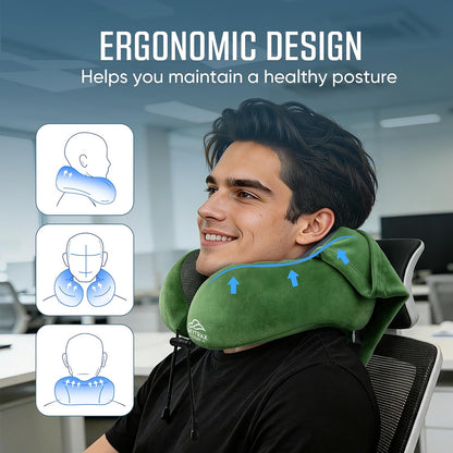 ® Travel Neck Pillow with Hood for Privacy on Long Flights