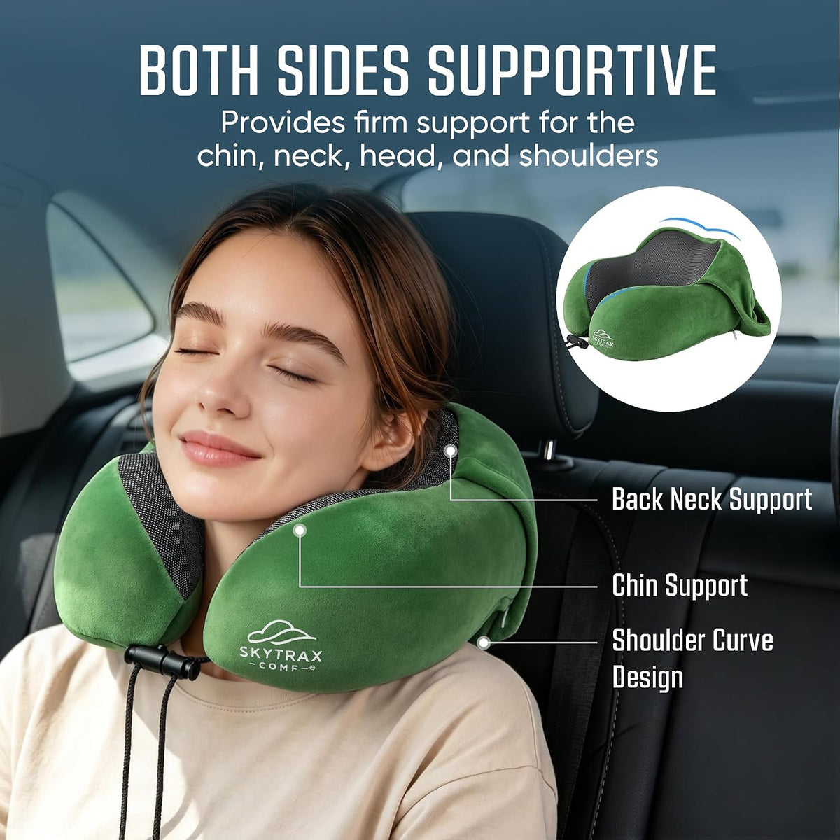 ® Travel Neck Pillow with Hood for Privacy on Long Flights