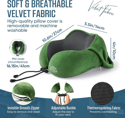 ® Travel Neck Pillow with Hood for Privacy on Long Flights