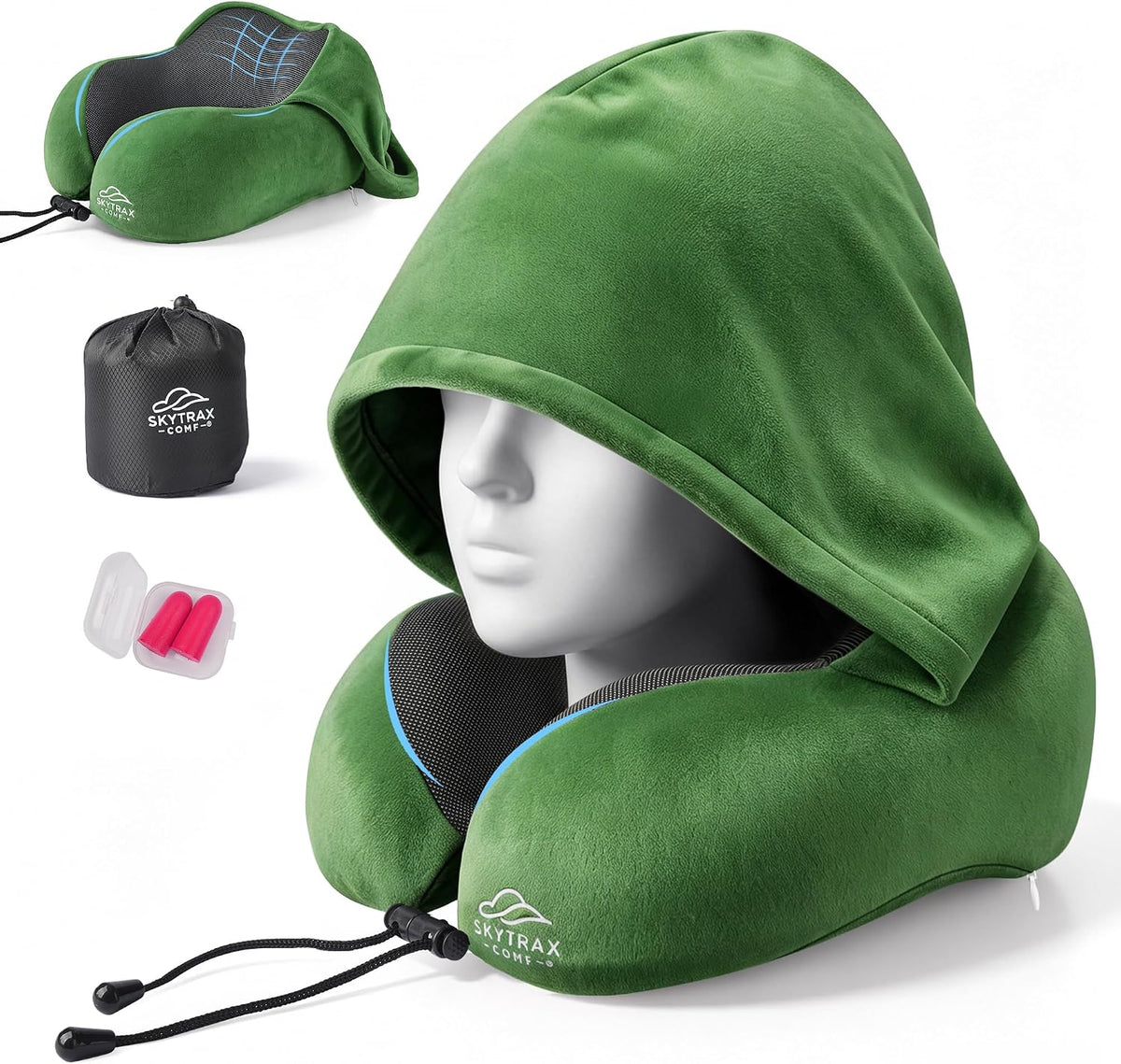 ® Travel Neck Pillow with Hood for Privacy on Long Flights