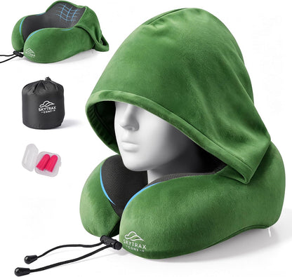 ® Travel Neck Pillow with Hood for Privacy on Long Flights
