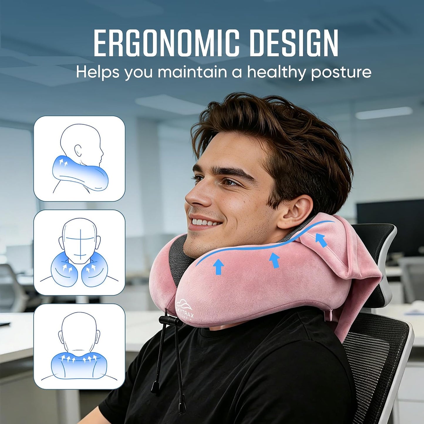 ® Travel Neck Pillow with Hood for Privacy on Long Flights
