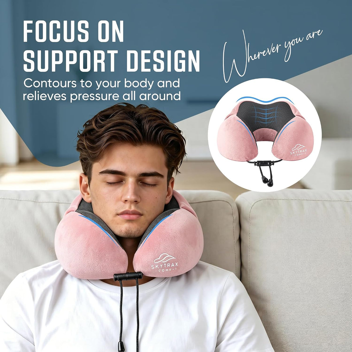 ® Travel Neck Pillow with Hood for Privacy on Long Flights