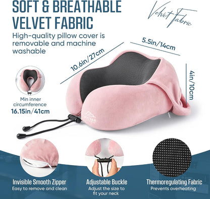 ® Travel Neck Pillow with Hood for Privacy on Long Flights