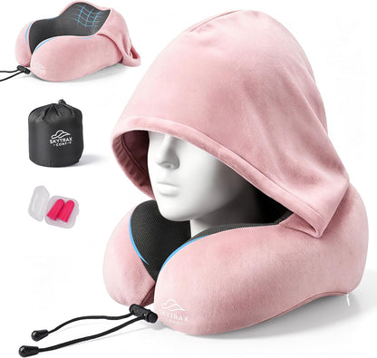 ® Travel Neck Pillow with Hood for Privacy on Long Flights