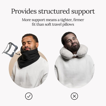 Travel Pillow Original 2.0 – Scientifically Proven Super Soft Travel Pillow with Premium Head & Neck Support – for Airplane Travel – Machine Washable – Lightweight & Compact – Jet Black