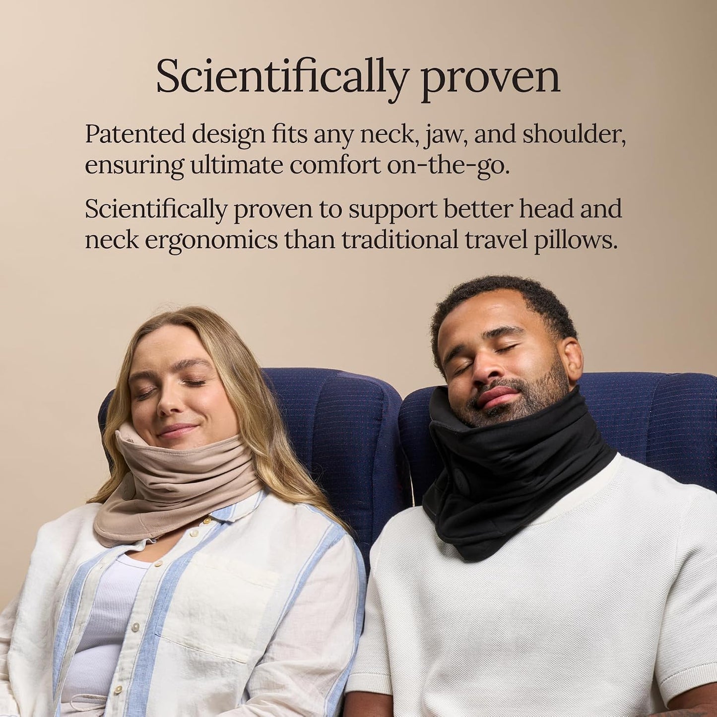 Travel Pillow Original 2.0 – Scientifically Proven Super Soft Travel Pillow with Premium Head & Neck Support – for Airplane Travel – Machine Washable – Lightweight & Compact – Jet Black