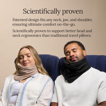 Travel Pillow Original 2.0 – Scientifically Proven Super Soft Travel Pillow with Premium Head & Neck Support – for Airplane Travel – Machine Washable – Lightweight & Compact – Jet Black