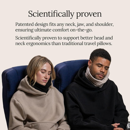 Travel Pillow Original 2.0 – Scientifically Proven Super Soft Travel Pillow with Premium Head & Neck Support – for Airplane Travel – Machine Washable – Lightweight & Compact – Jet Black