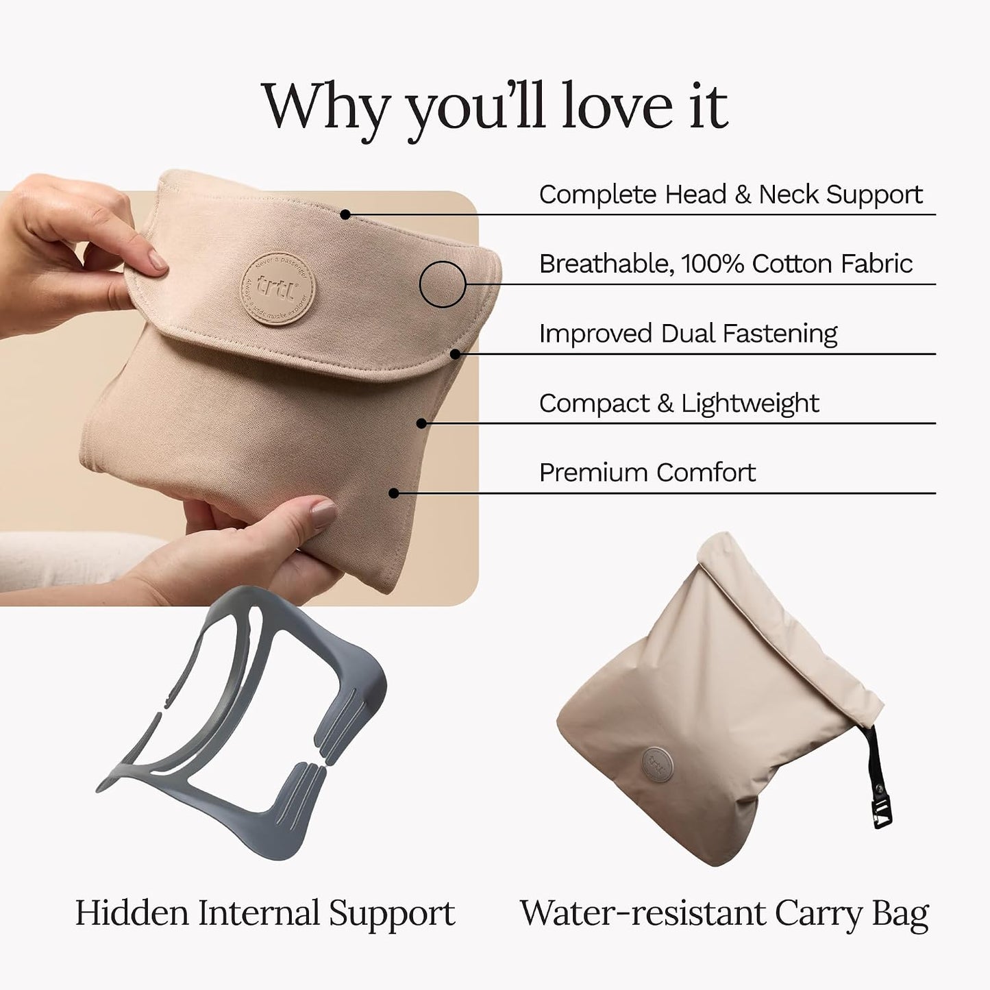 Travel Pillow Original 2.0 – Scientifically Proven Super Soft Travel Pillow with Premium Head & Neck Support – for Airplane Travel – Machine Washable – Lightweight & Compact – Jet Black