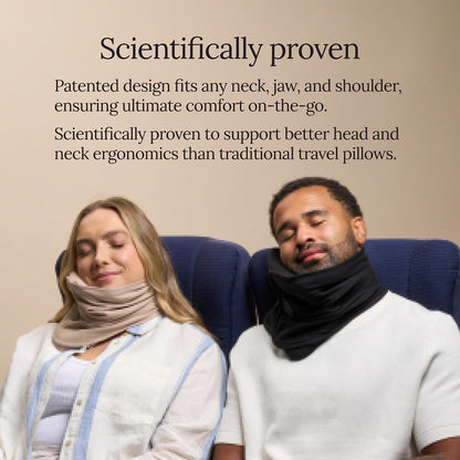Travel Pillow Original 2.0 – Scientifically Proven Super Soft Travel Pillow with Premium Head & Neck Support – for Airplane Travel – Machine Washable – Lightweight & Compact – Jet Black
