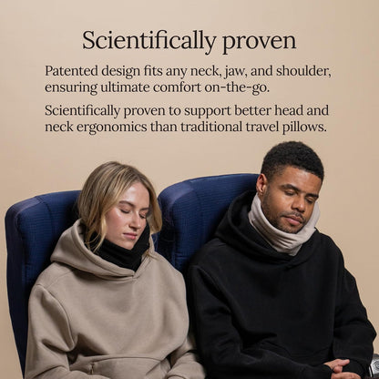Travel Pillow Original 2.0 – Scientifically Proven Super Soft Travel Pillow with Premium Head & Neck Support – for Airplane Travel – Machine Washable – Lightweight & Compact – Jet Black
