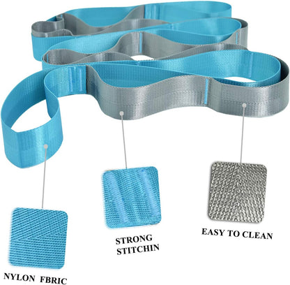 Yoga Straps Stretching Strap with 12 Loops Workout Poster, Straps for Stretching Physical Therapy Equipment Long Stretch Out Bands for Exercise, Pilates and Gymnastics for Women Men