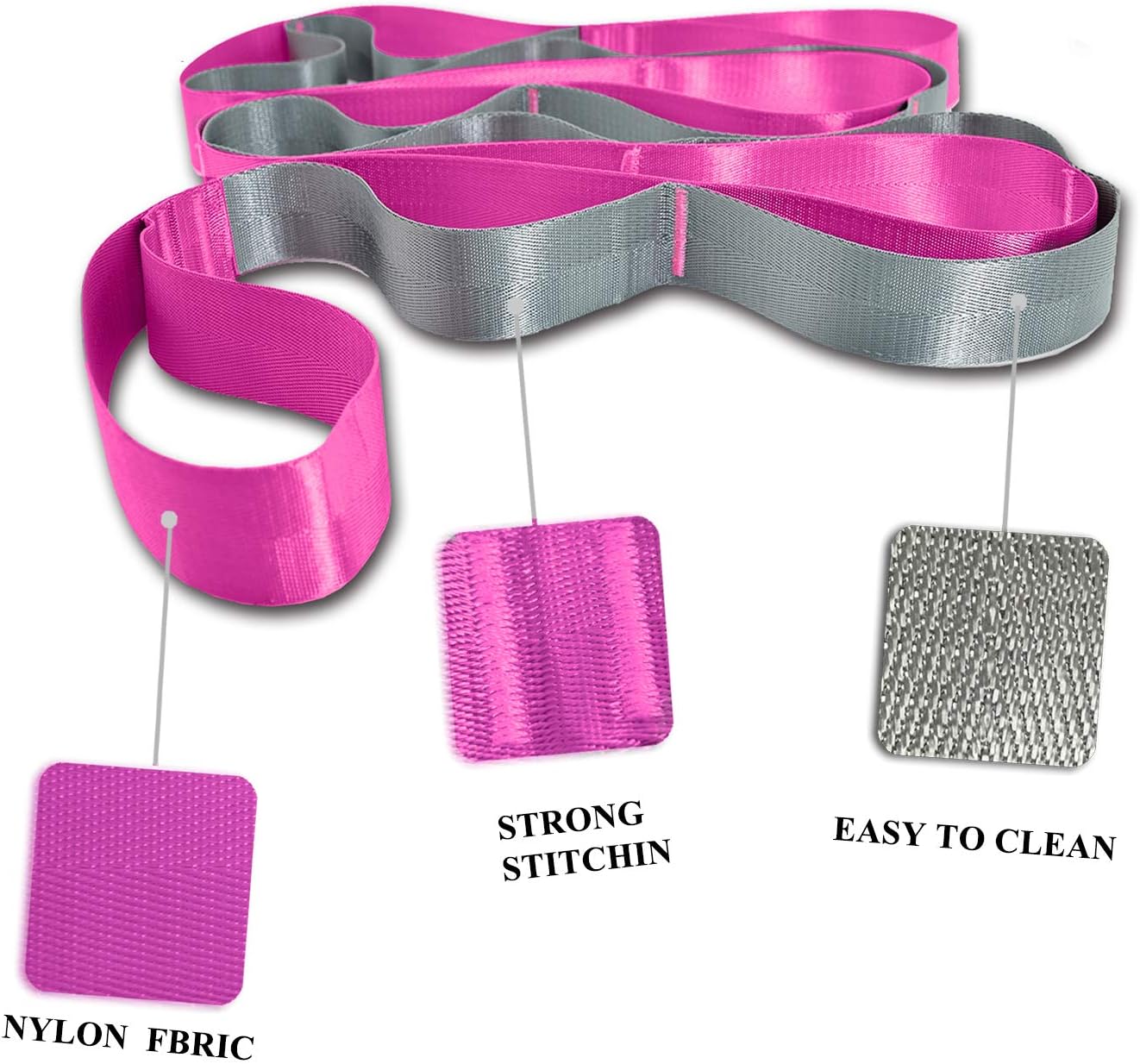 Yoga Straps Stretching Strap with 12 Loops Workout Poster, Straps for Stretching Physical Therapy Equipment Long Stretch Out Bands for Exercise, Pilates and Gymnastics for Women Men