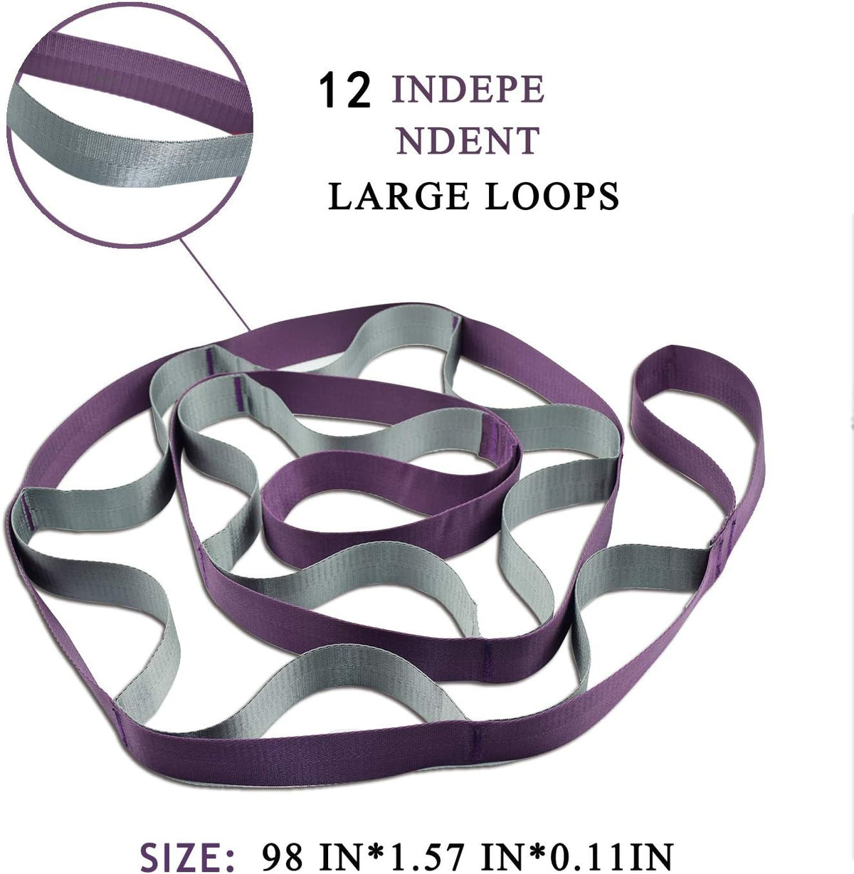 Yoga Straps Stretching Strap with 12 Loops Workout Poster, Straps for Stretching Physical Therapy Equipment Long Stretch Out Bands for Exercise, Pilates and Gymnastics for Women Men