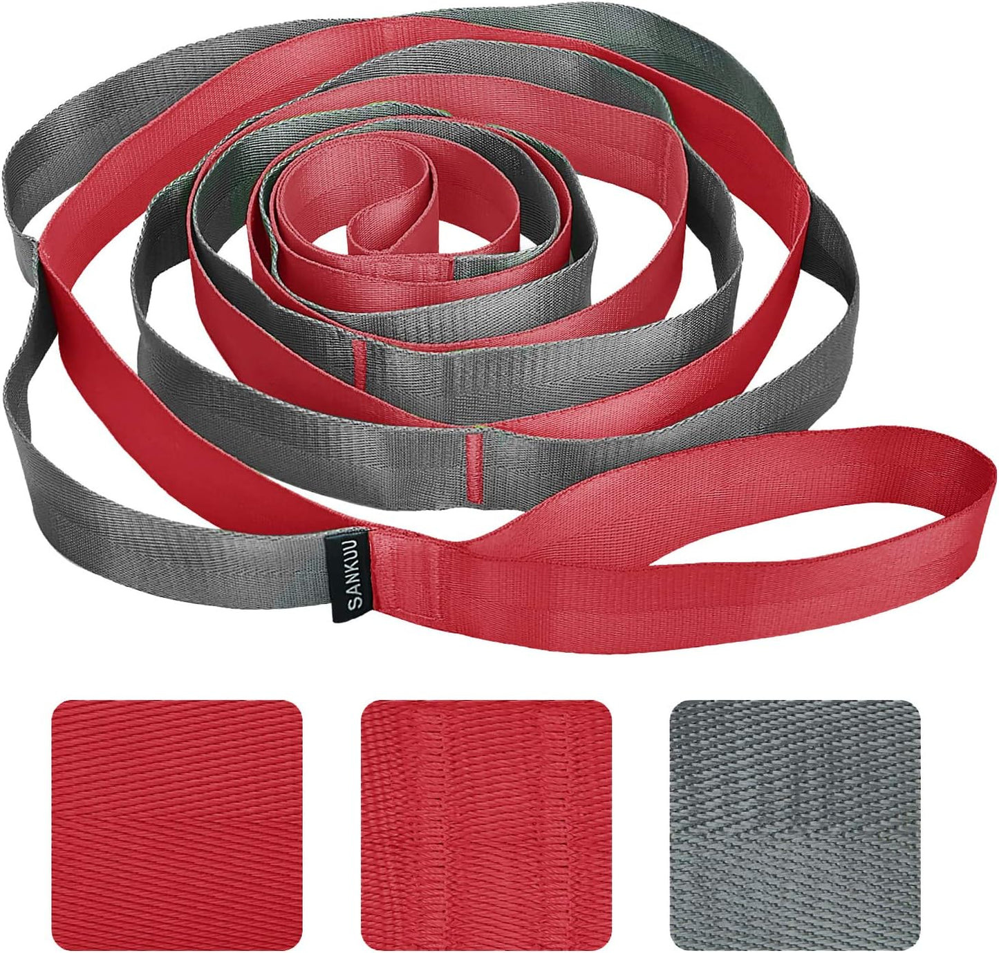 Yoga Straps Stretching Strap with 12 Loops Workout Poster, Straps for Stretching Physical Therapy Equipment Long Stretch Out Bands for Exercise, Pilates and Gymnastics for Women Men