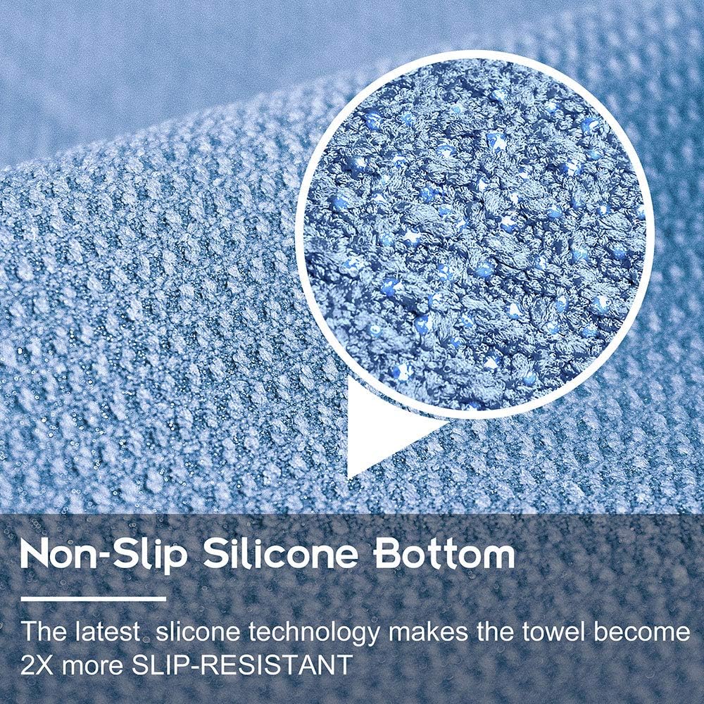 Hot Yoga Towel Non Slip, Microfiber Non Slip Yoga Mat Towel, Exclusive Corner Pockets Design, Dual-Grip, Sweat Absorbent, Perfect for Hot Yoga, Bikram, Pilates and Yoga Mats