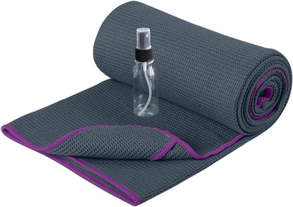 Hot Yoga Towel Non Slip, Microfiber Non Slip Yoga Mat Towel, Exclusive Corner Pockets Design, Dual-Grip, Sweat Absorbent, Perfect for Hot Yoga, Bikram, Pilates and Yoga Mats