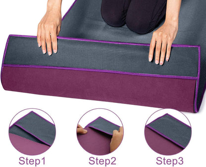 Hot Yoga Towel Non Slip, Microfiber Non Slip Yoga Mat Towel, Exclusive Corner Pockets Design, Dual-Grip, Sweat Absorbent, Perfect for Hot Yoga, Bikram, Pilates and Yoga Mats