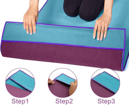 Hot Yoga Towel Non Slip, Microfiber Non Slip Yoga Mat Towel, Exclusive Corner Pockets Design, Dual-Grip, Sweat Absorbent, Perfect for Hot Yoga, Bikram, Pilates and Yoga Mats