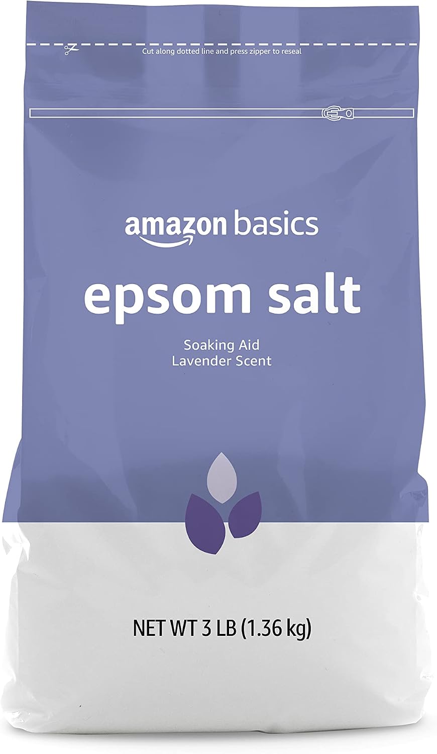 Epsom Salt Soaking Aid, Lavender Scented, Relax & Relief, Resealable, 3 Pound, 1-Pack (Previously Solimo)