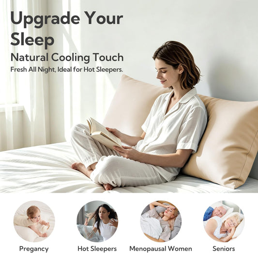 King Pillowcase Set of 2, Cooling & Breathable, Dark Grey, 20"x36"
