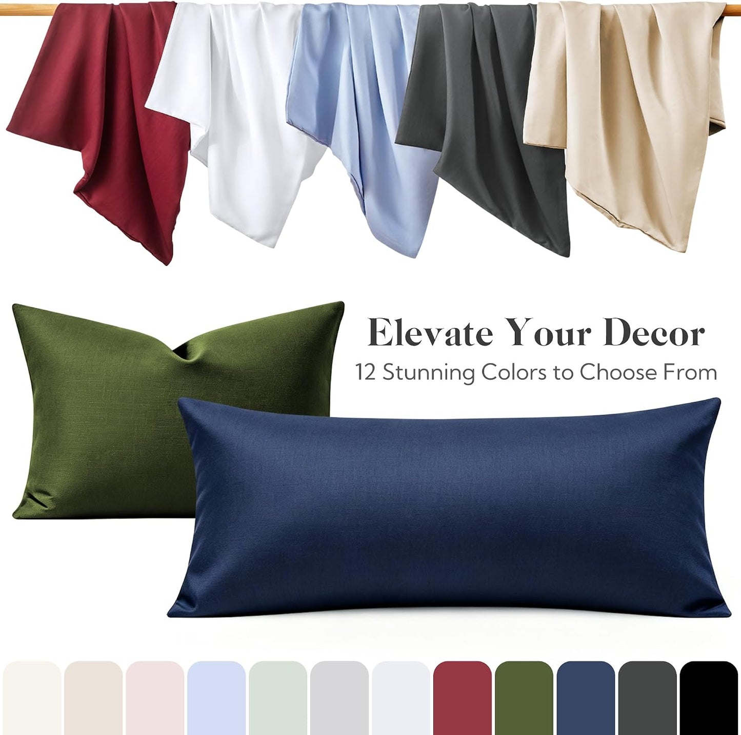 King Pillowcase Set of 2, Cooling & Breathable, Dark Grey, 20"x36"