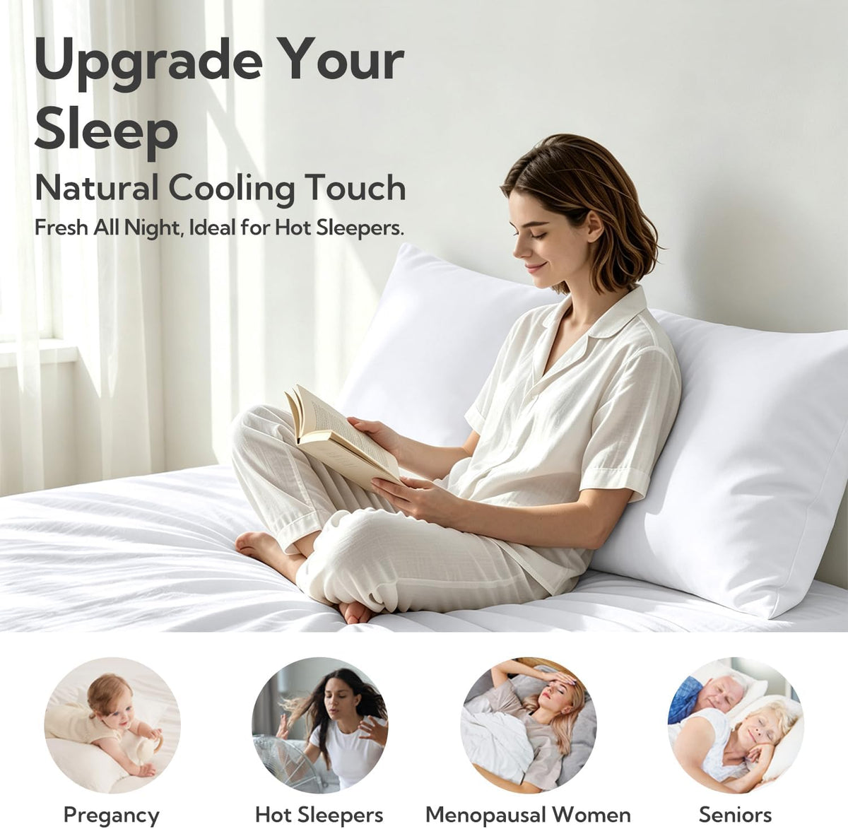 King Pillowcase Set of 2, Cooling & Breathable, Dark Grey, 20"x36"