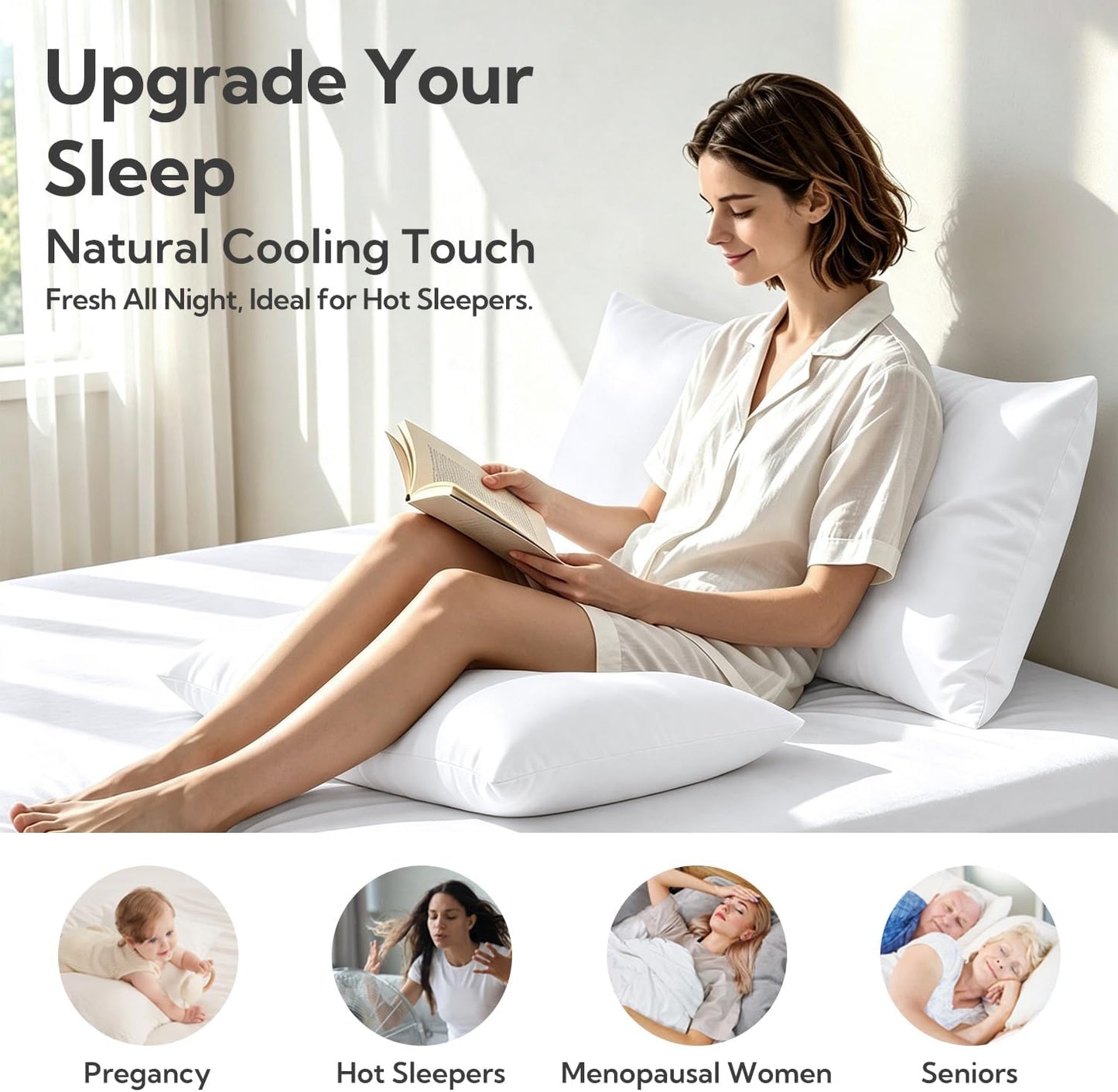 King Pillowcase Set of 2, Cooling & Breathable, Dark Grey, 20"x36"