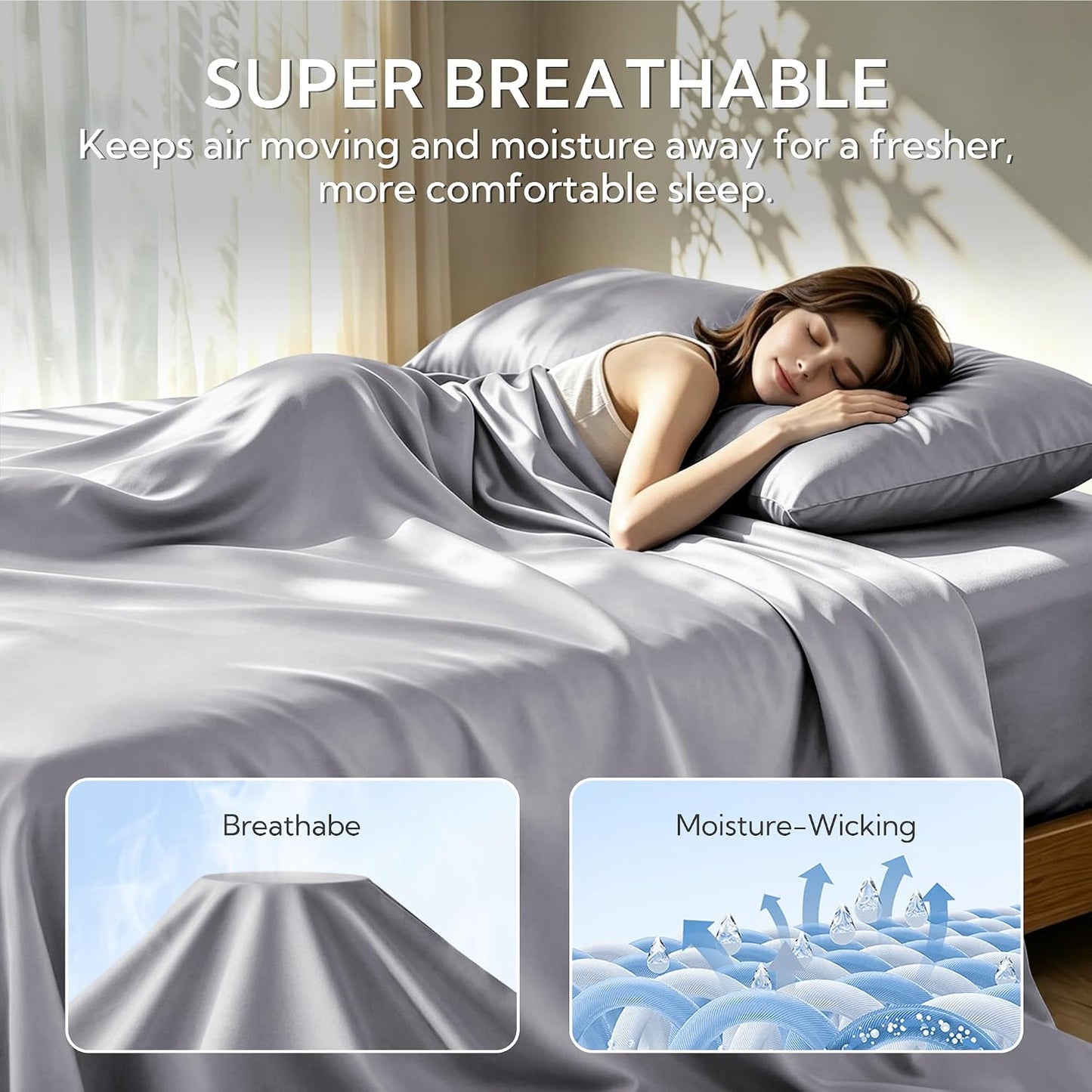 King Pillowcase Set of 2, Cooling & Breathable, Dark Grey, 20"x36"