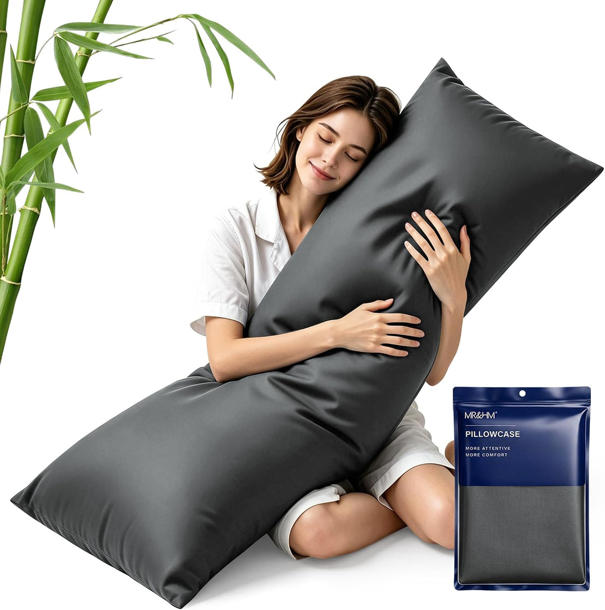 King Pillowcase Set of 2, Cooling & Breathable, Dark Grey, 20"x36"