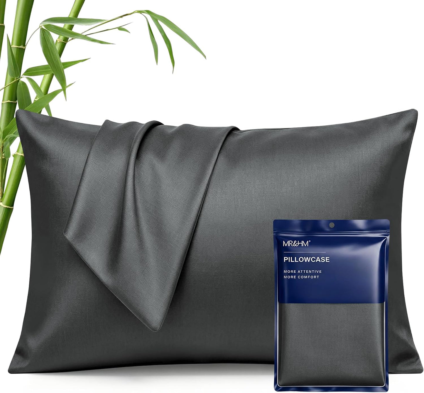 King Pillowcase Set of 2, Cooling & Breathable, Dark Grey, 20"x36"