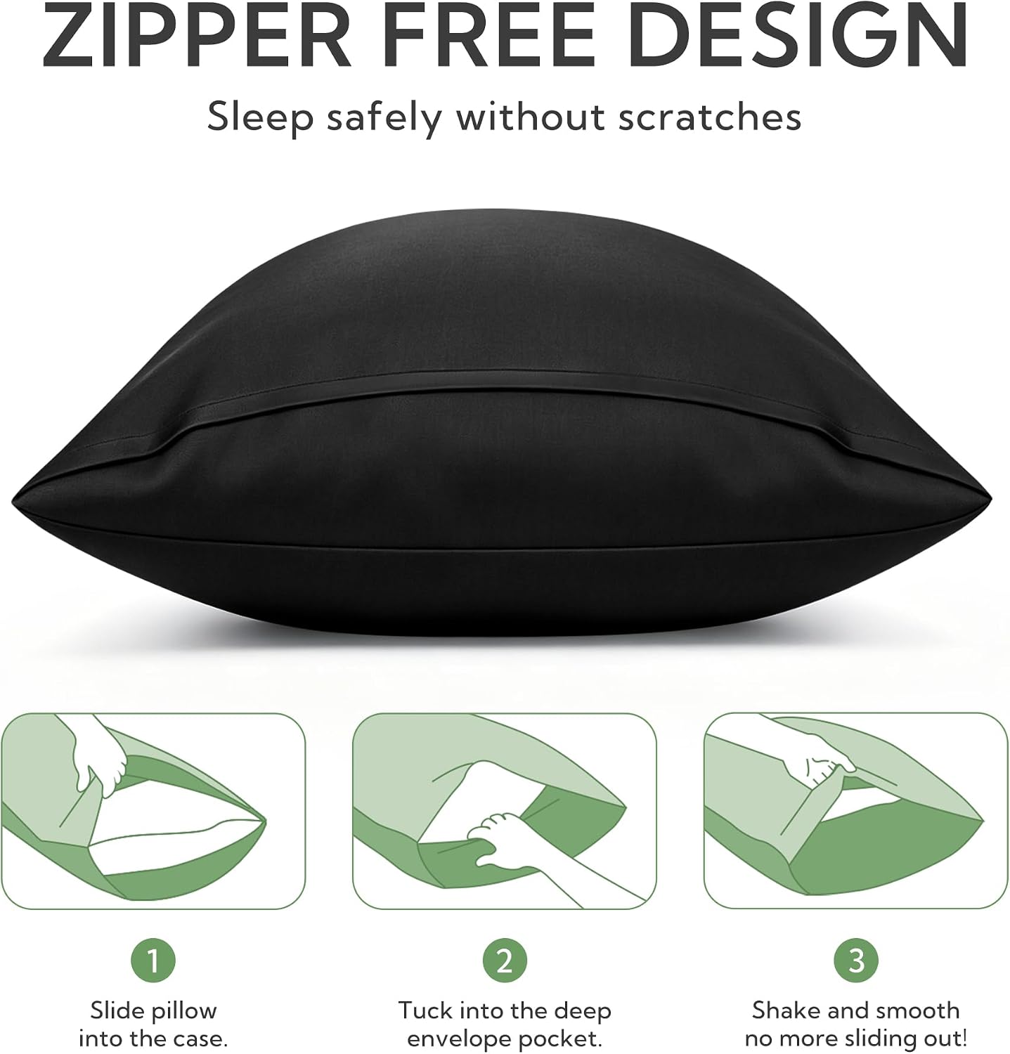 King Pillowcase Set of 2, Cooling & Breathable, Dark Grey, 20"x36"