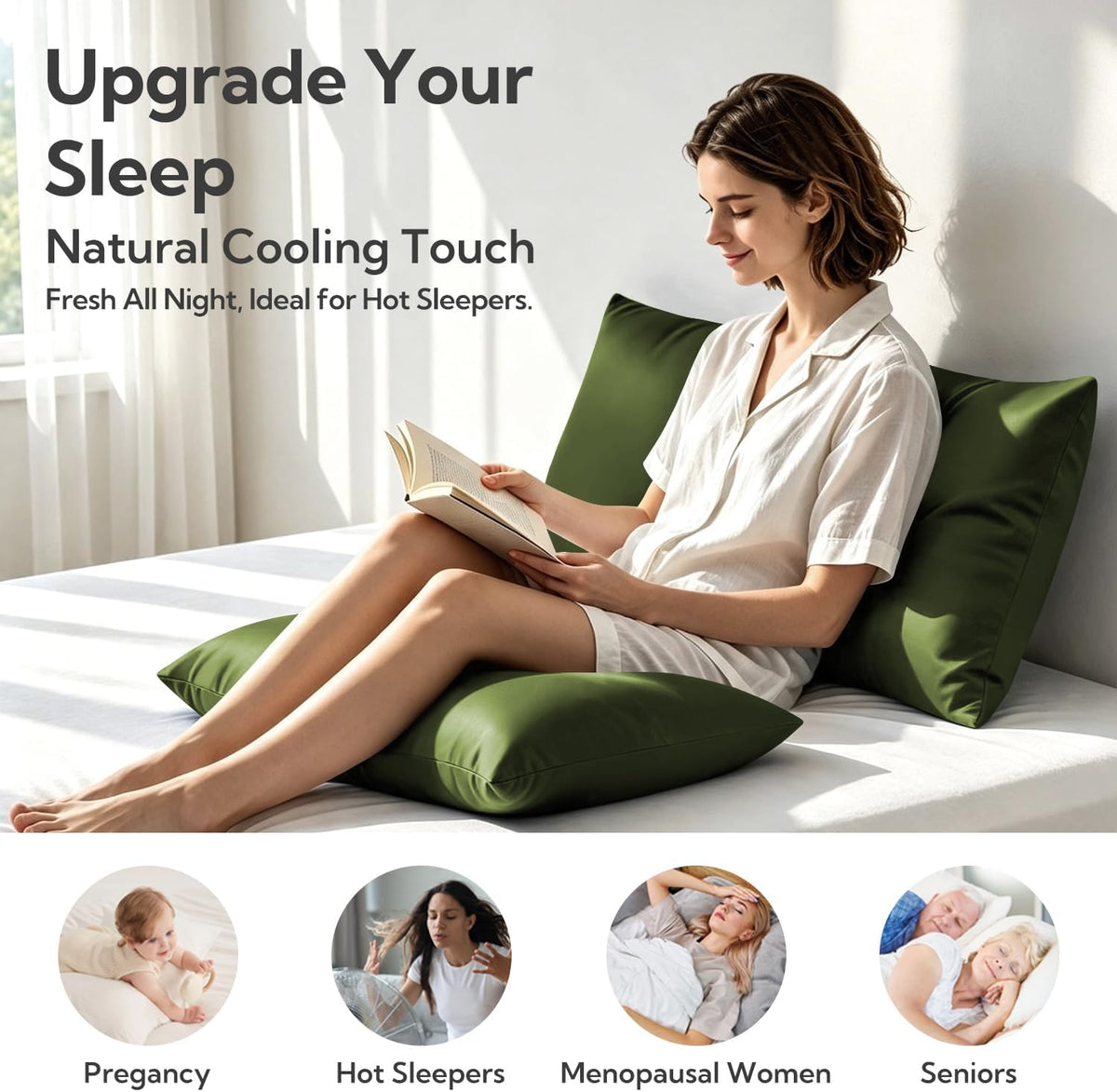 King Pillowcase Set of 2, Cooling & Breathable, Dark Grey, 20"x36"