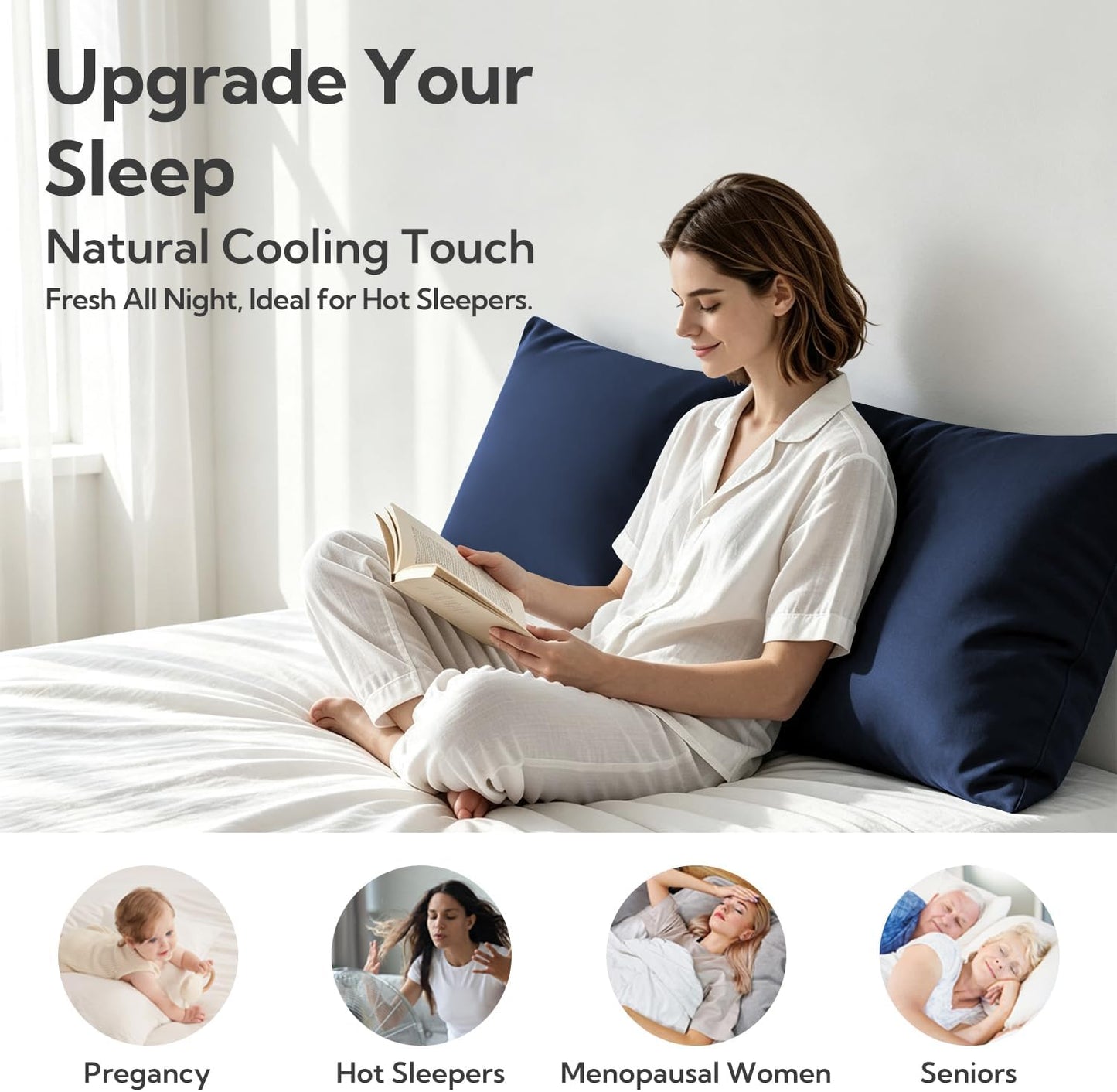 King Pillowcase Set of 2, Cooling & Breathable, Dark Grey, 20"x36"