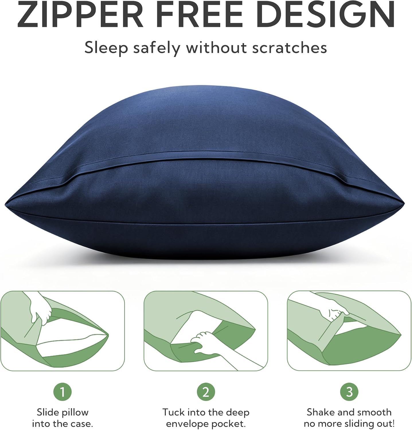 King Pillowcase Set of 2, Cooling & Breathable, Dark Grey, 20"x36"