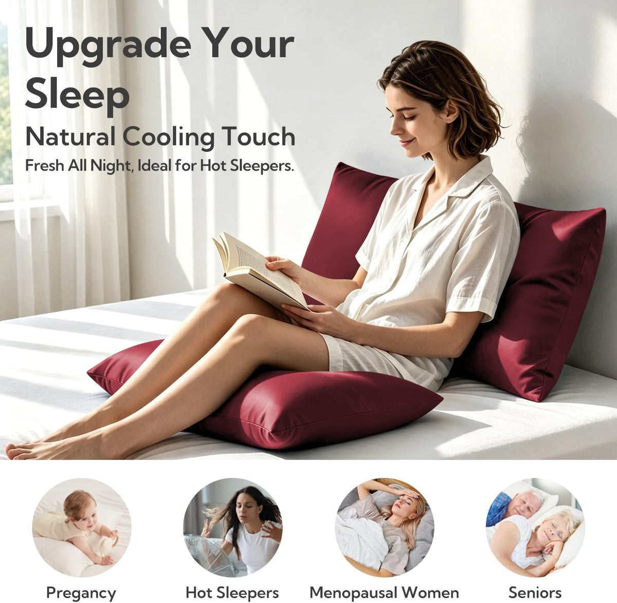 King Pillowcase Set of 2, Cooling & Breathable, Dark Grey, 20"x36"