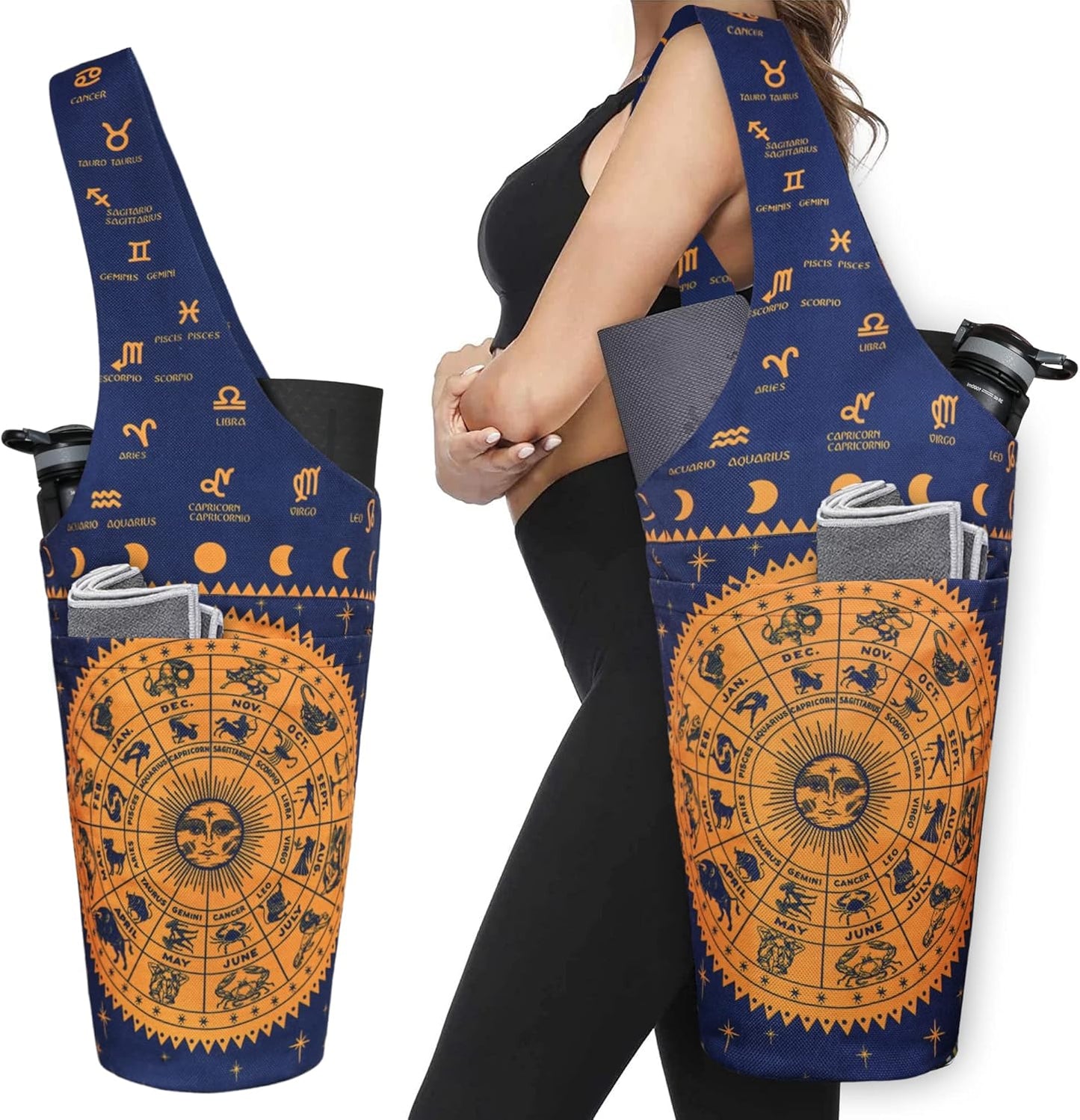 Yoga Mat Bag - Long Tote with Pockets - Holds More Yoga Accessories - Yoga Bag Fit Most Size Mats - Yoga Mat Carrier