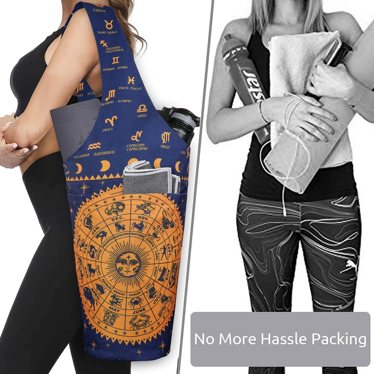 Yoga Mat Bag - Long Tote with Pockets - Holds More Yoga Accessories - Yoga Bag Fit Most Size Mats - Yoga Mat Carrier