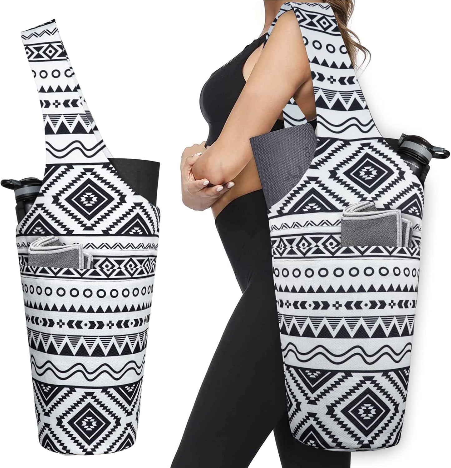 Yoga Mat Bag - Long Tote with Pockets - Holds More Yoga Accessories - Yoga Bag Fit Most Size Mats - Yoga Mat Carrier