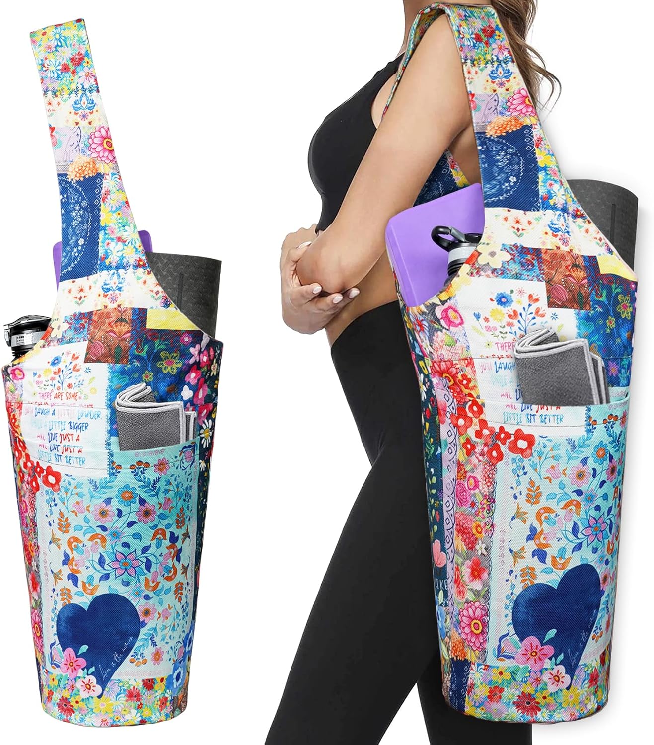 Yoga Mat Bag - Long Tote with Pockets - Holds More Yoga Accessories - Yoga Bag Fit Most Size Mats - Yoga Mat Carrier