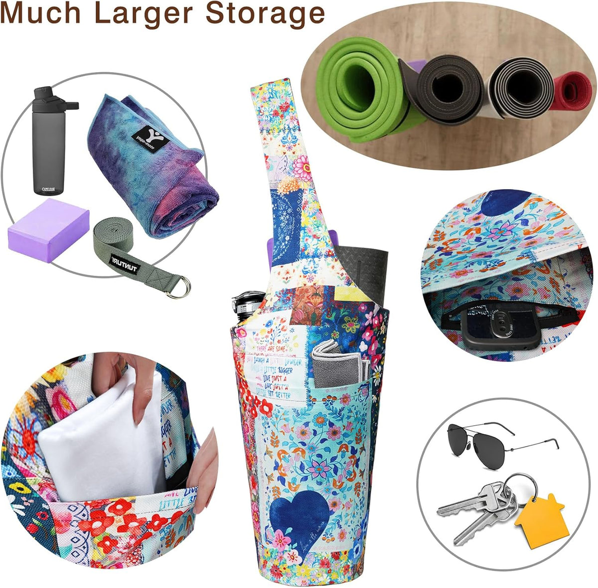 Yoga Mat Bag - Long Tote with Pockets - Holds More Yoga Accessories - Yoga Bag Fit Most Size Mats - Yoga Mat Carrier